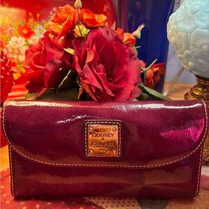 Dooney & Bourke Purple Patent Leather Checkbook Wallet
